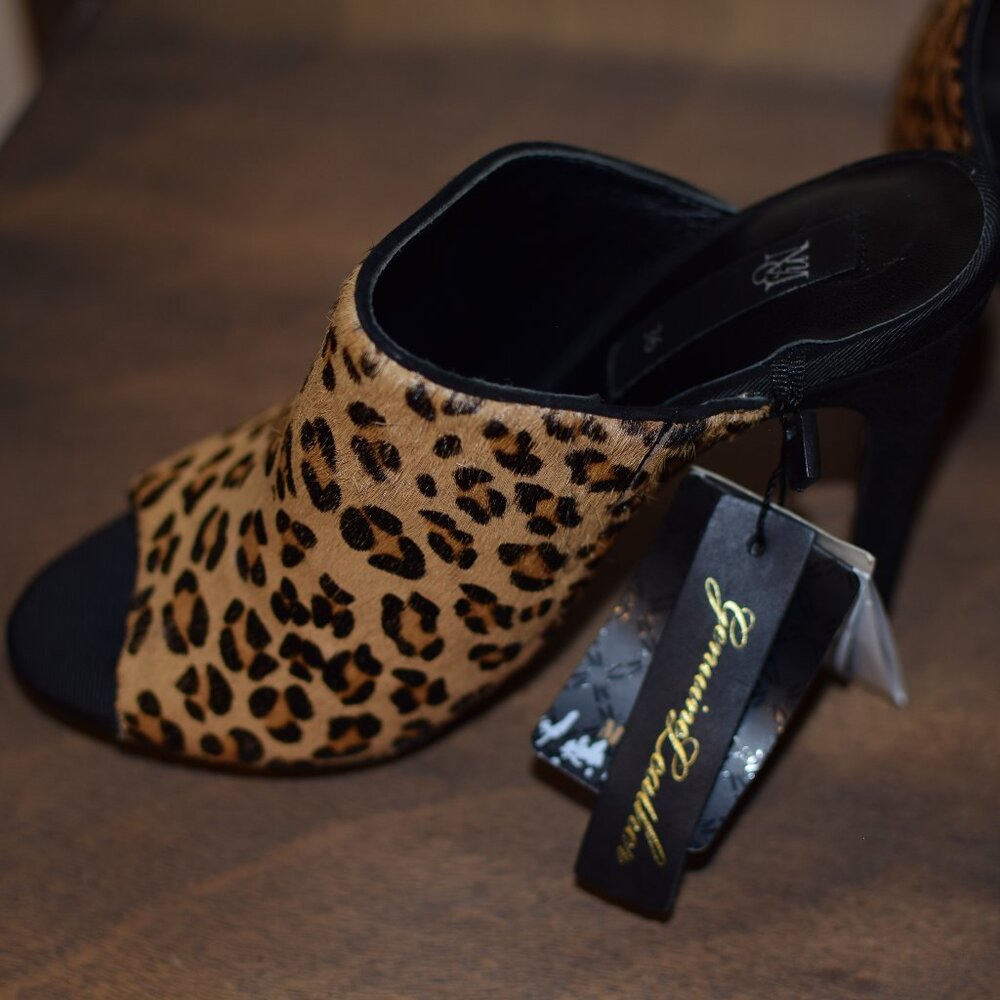 MANGO Animal Print Leather Hair On Cheetah Peep Toe Heels Date Night Classy - 6 - Picture 11 of 12